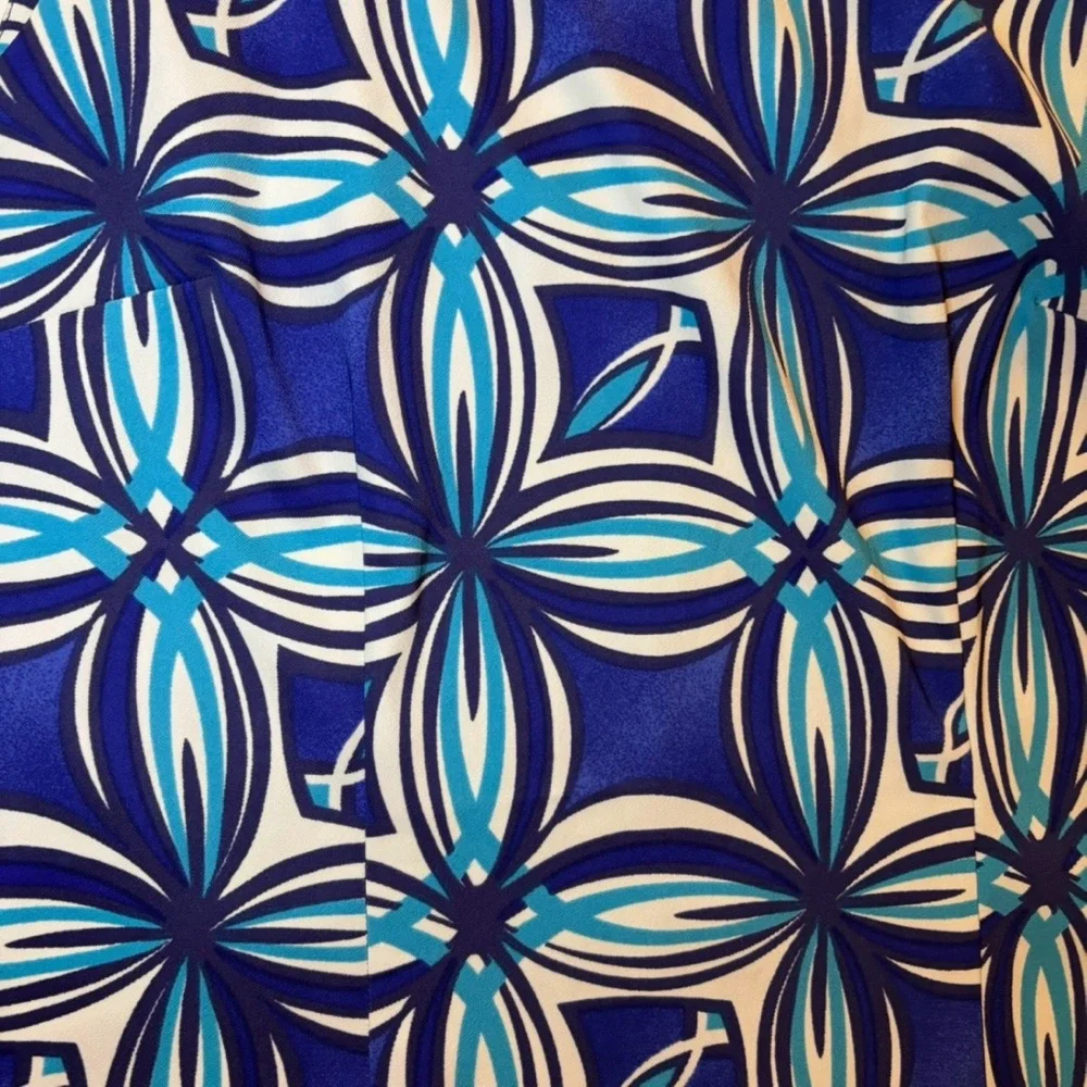 AGB Size 14 Blue Geometric Shift Dress A Line Versatile - Picture 4 of 6